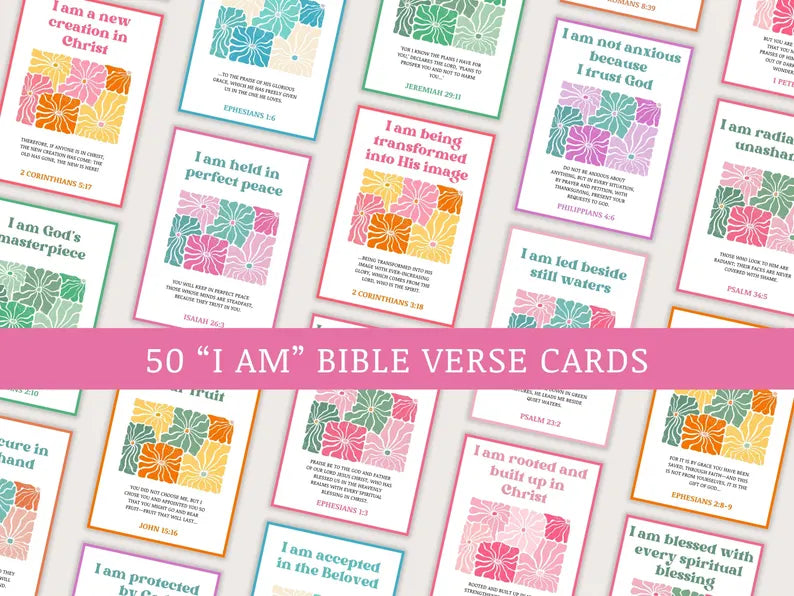 Christian Affirmation Cards for Women – 50 Scripture “I Am” Verses